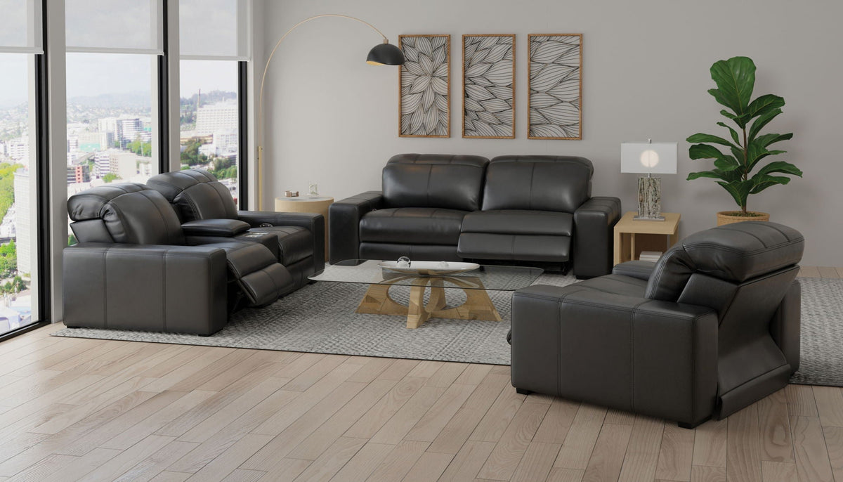 Ferrara Power Adjustable Headrest Power Recliner Sofa with Zero Gravity – Black