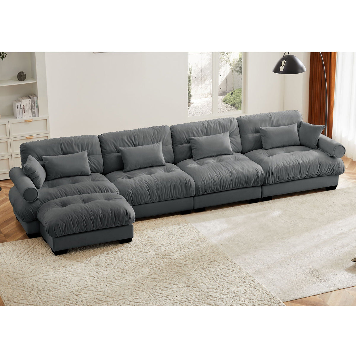 Super Comfort Oversized Modular Sectional Sofa with Movable Ottoman