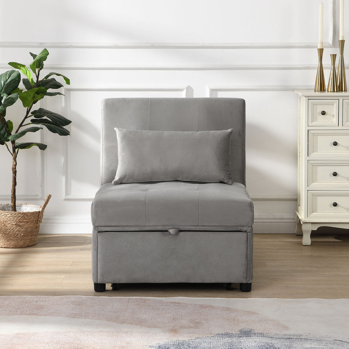 Folding Ottoman Sofa Bed – Gray