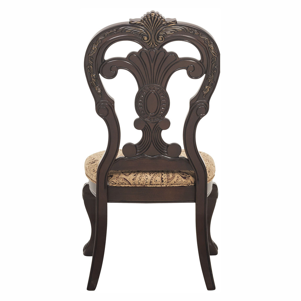 Elegant Style Beautiful Side Chairs 2 Piece Set Cherry with Tipping Fabric Upholstered Traditional Dining Furniture – Cherry