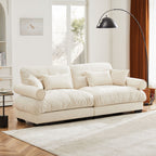Modern Oversize Sofa with Cloud Like Comfort, Featuring Waist & Throw Pillows