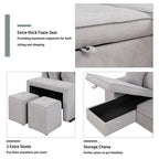 Modern L-Shape 3 Seat Reversible Sectional Couch