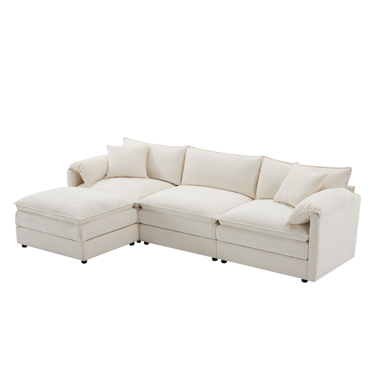 Modular Sectional with Deep & Wide Seat, Cloud Couch Set with Double Cushions Sofa with