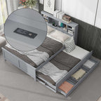 Platform Bed with Storage Headboard, USB, Trundle & 3 – Drawer