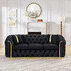 Button Tufted Couch with 2 Pillows, 3-Seater Luxury Chesterfield Sofa