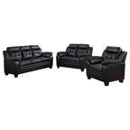 Finley 3-piece Upholstered Padded Arm Tufted Sofa Set Black