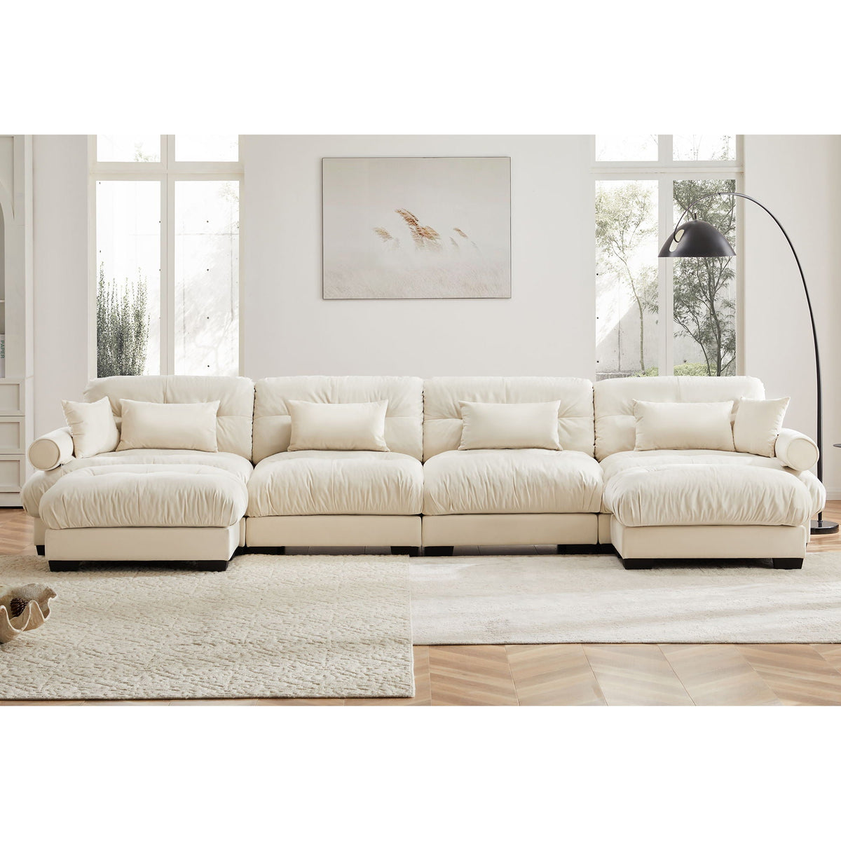 Super Comfort Oversized Modular Sectional Sofa with Movable Ottoman