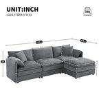 Modular Sectional with Deep & Wide Seat, Cloud Couch Set with Double Cushions Sofa with