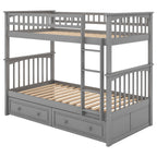 Mystrene - Twin Over Twin Bunk Bed with Drawers, Convertible Beds