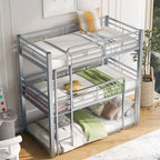 Triple Bunk Bed with Sturdy Construction & Space Saving Design
