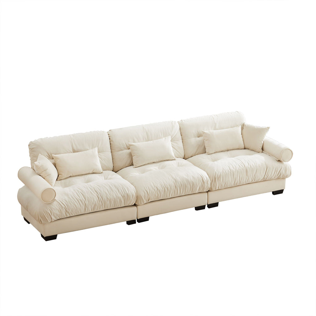 Modern Oversize Sofa with Cloud Like Comfort, Featuring Waist & Throw Pillows