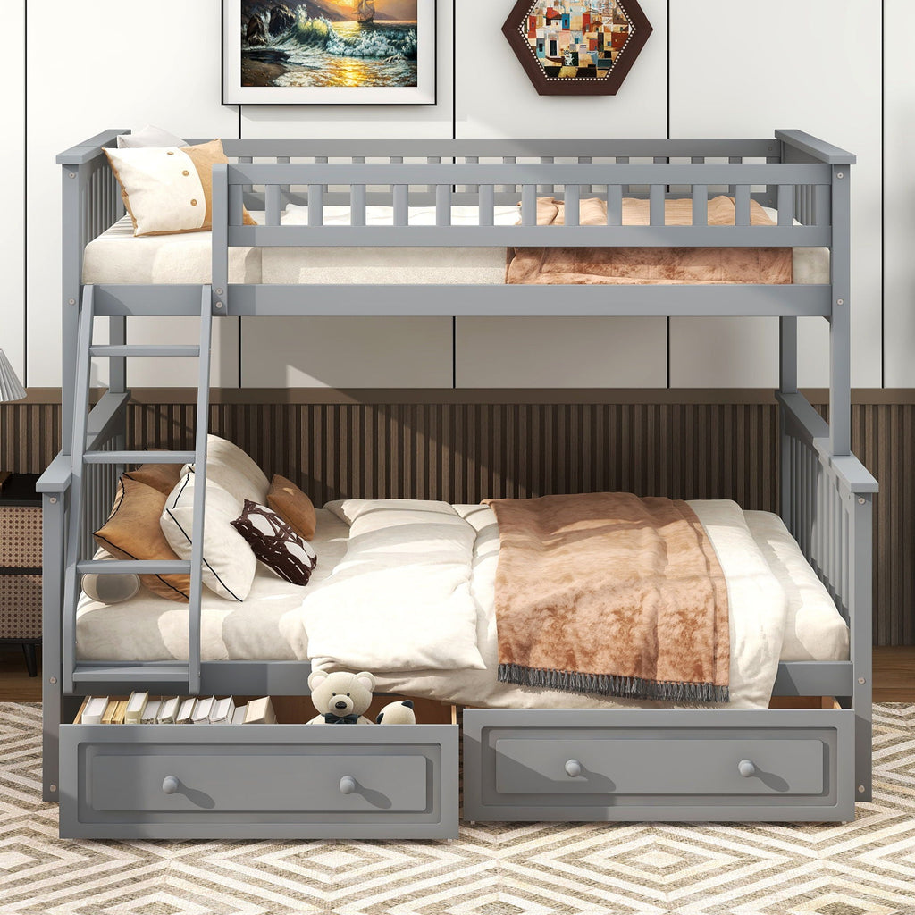 Bunk Bed with Drawers, Convertible Storage Bed