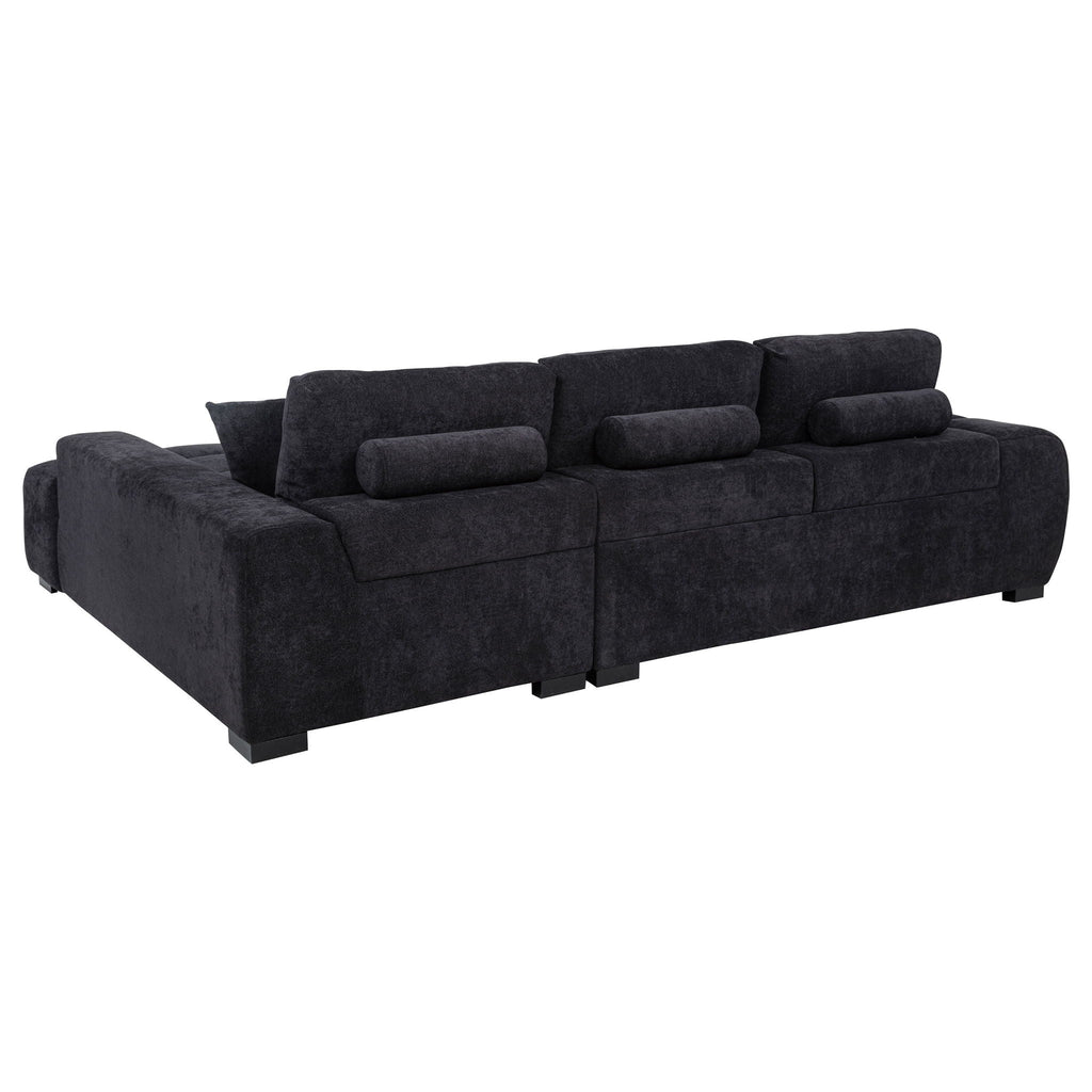 Octavia Upholstered Sectional Chaise Sofa Black
