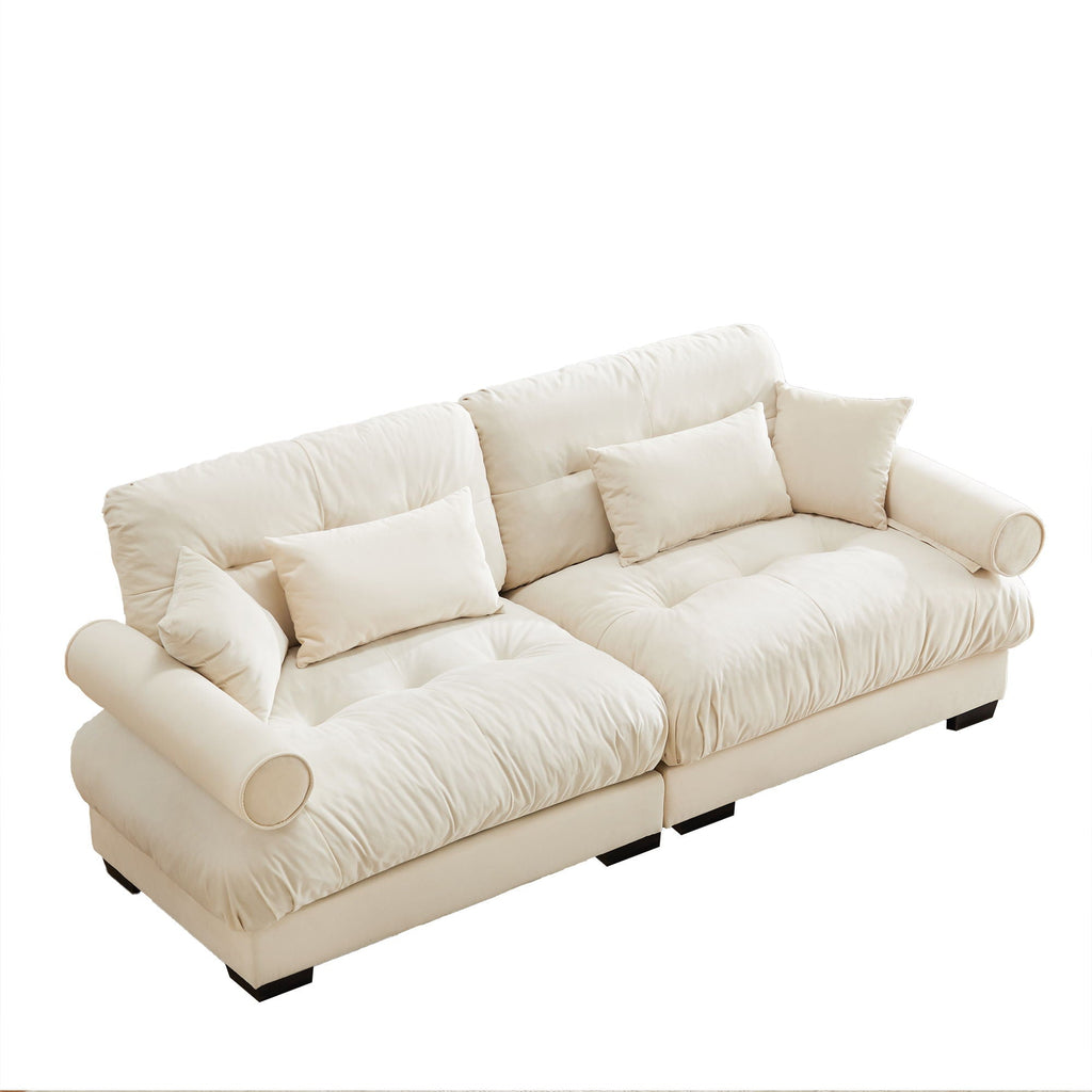Modern Oversize Sofa with Cloud Like Comfort, Featuring Waist & Throw Pillows