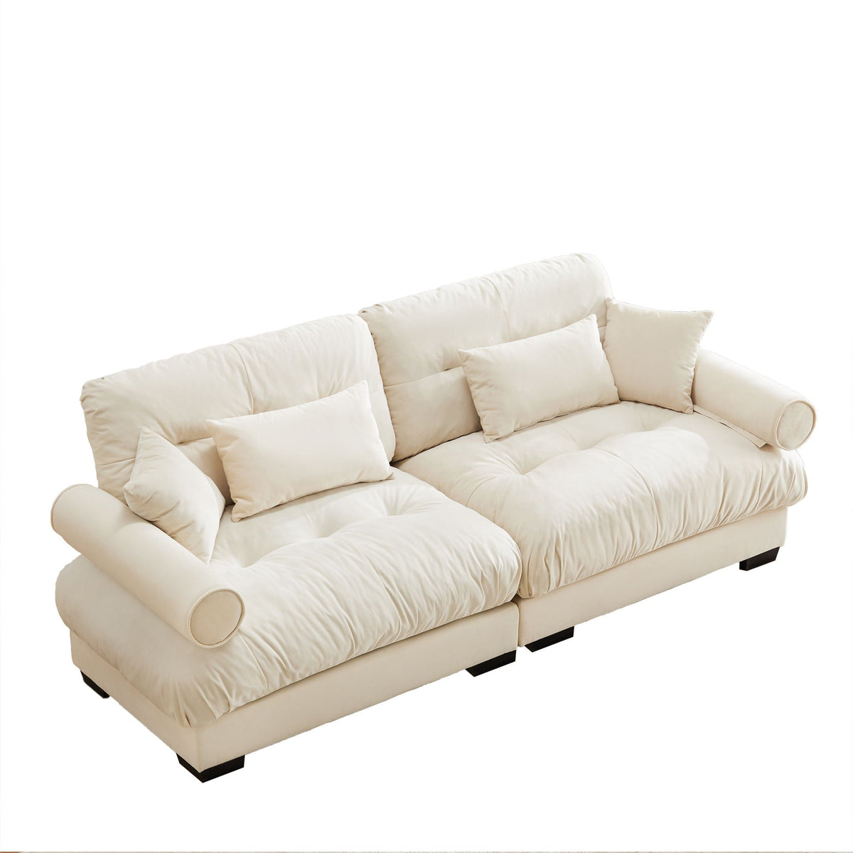 Modern Oversize Sofa with Cloud Like Comfort, Featuring Waist & Throw Pillows