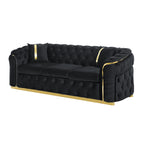 Button Tufted Couch with 2 Pillows, 3-Seater Luxury Chesterfield Sofa