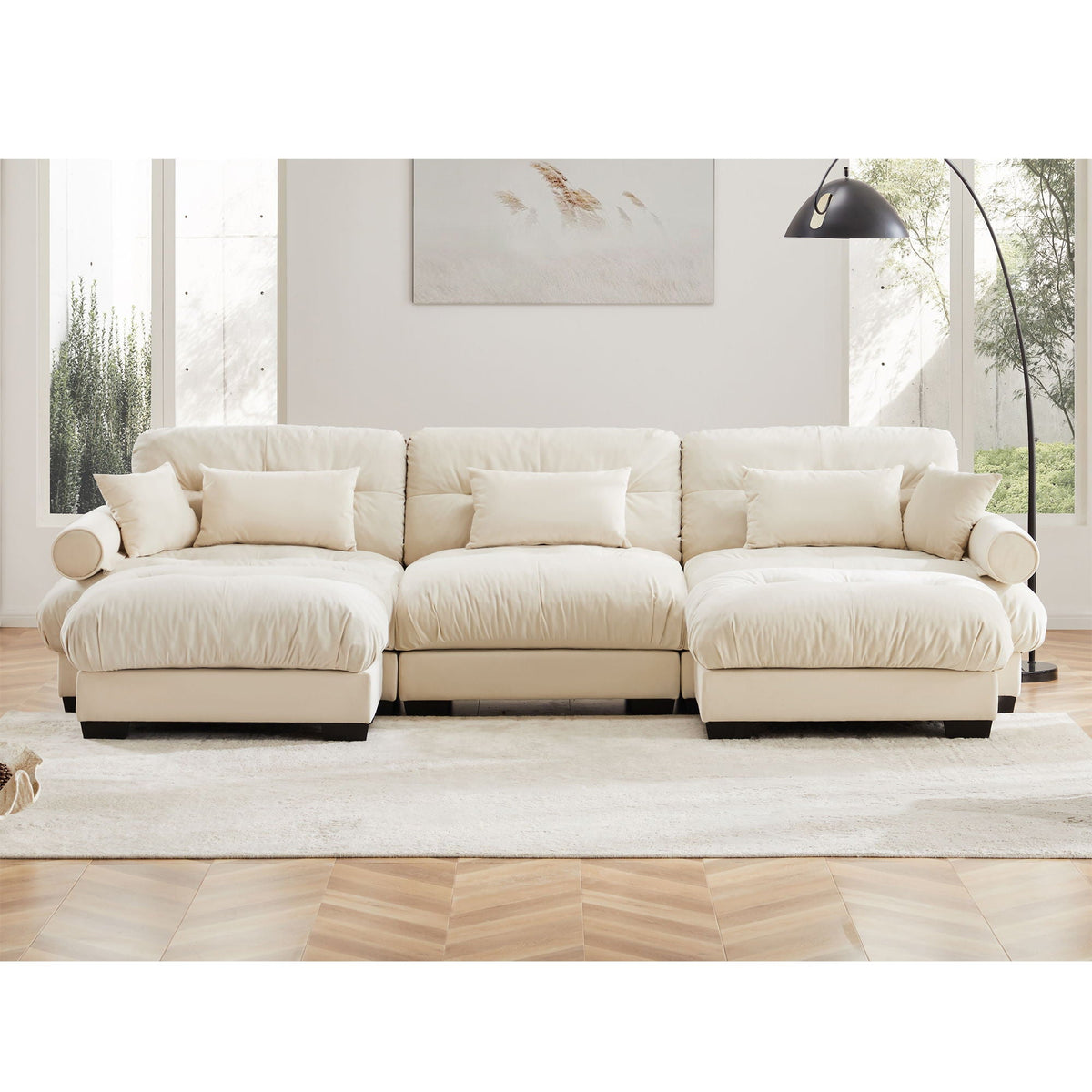 Super Comfort Oversized Modular Sectional Sofa with Movable Ottoman