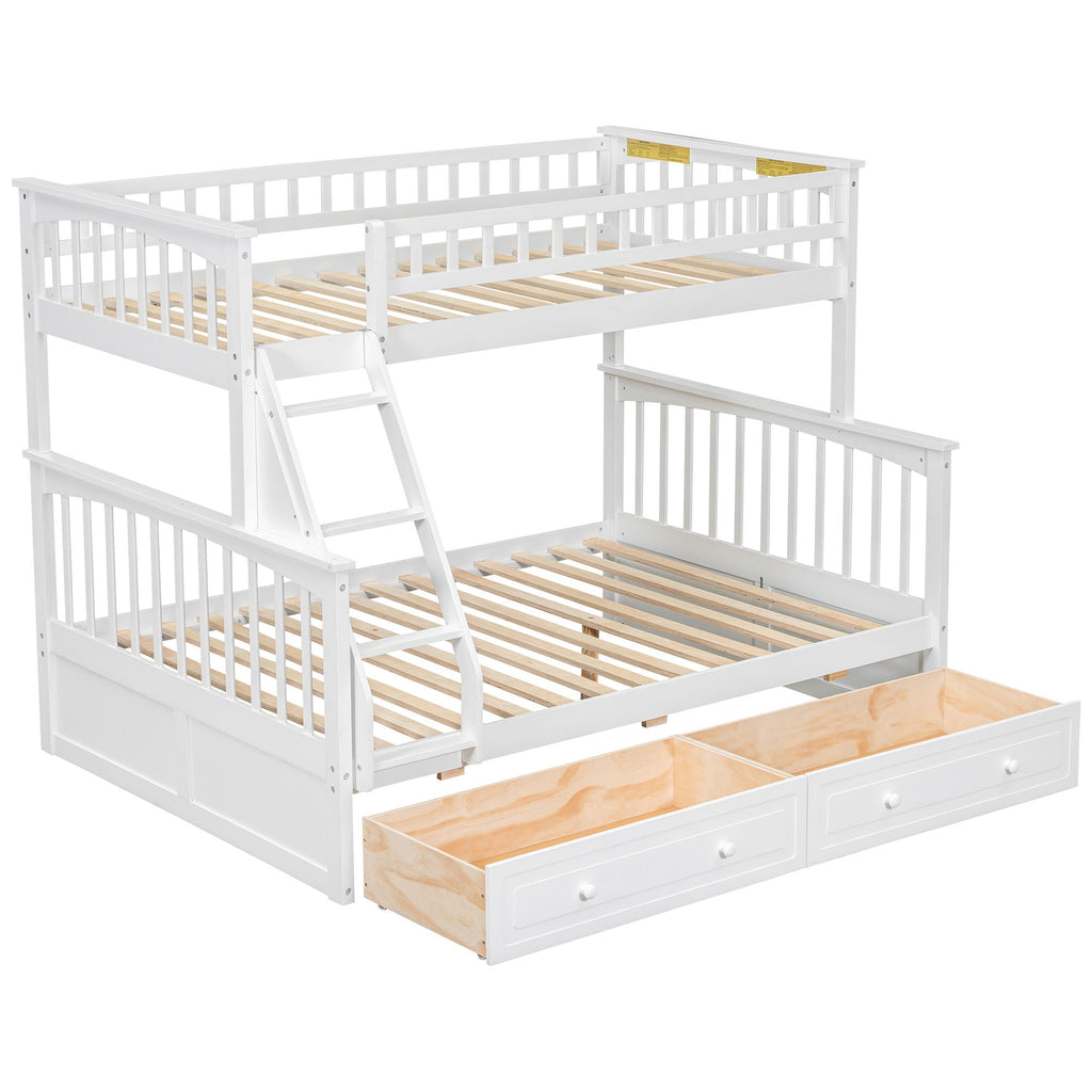 Bunk Bed with Drawers, Convertible Storage Bed