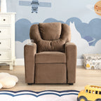 Kids Recliner Chair, Kids Upholstered Couch with Two Cup Holder, Footrest, Backrest