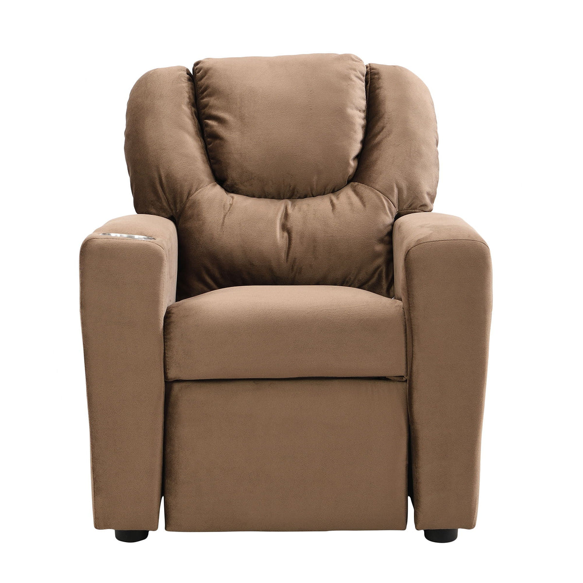 Kids Recliner Chair, Kids Upholstered Couch with Two Cup Holder, Footrest, Backrest