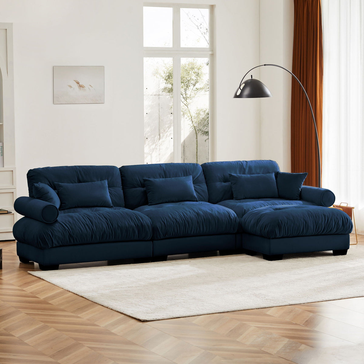 Super Comfort Oversized Modular Sectional Sofa with Movable Ottoman