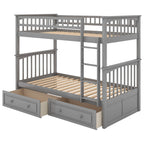Mystrene - Twin Over Twin Bunk Bed with Drawers, Convertible Beds