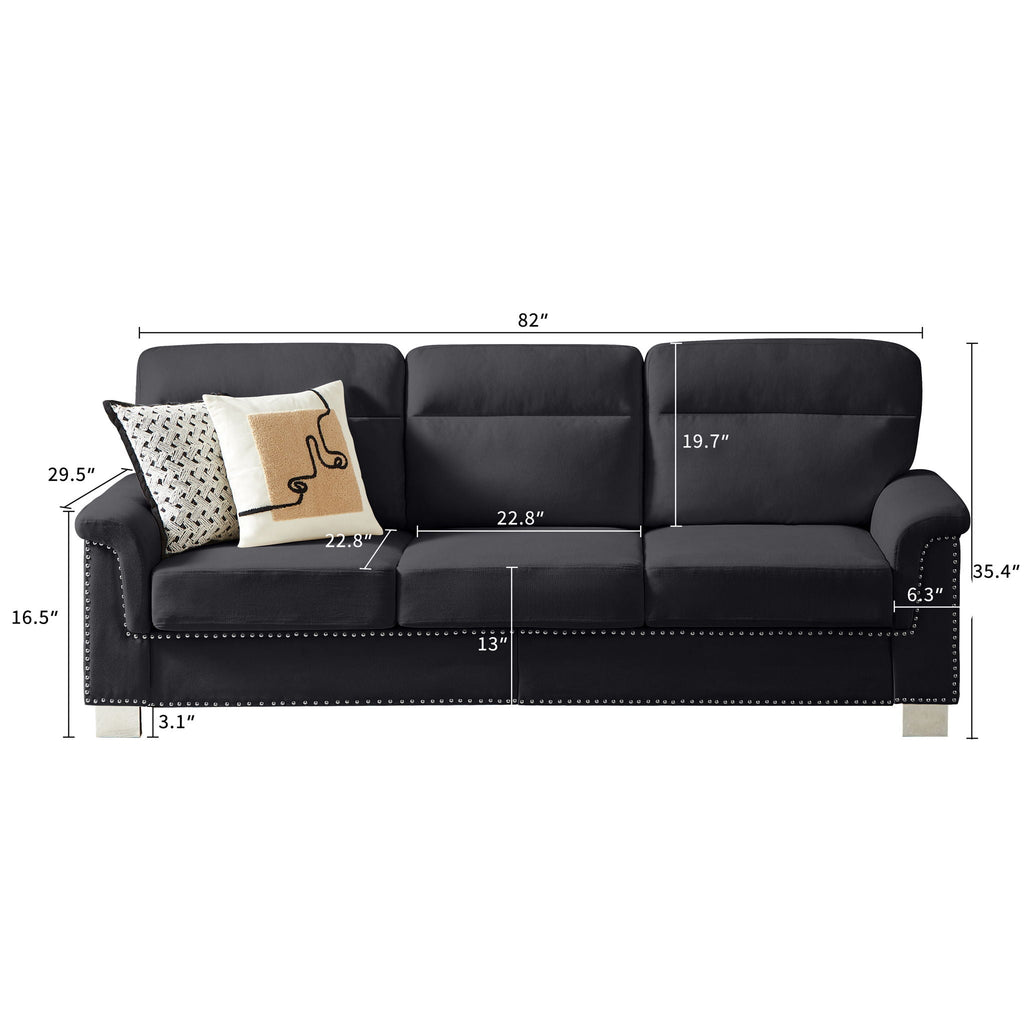 3-Seater Elegant Stationary Sofa