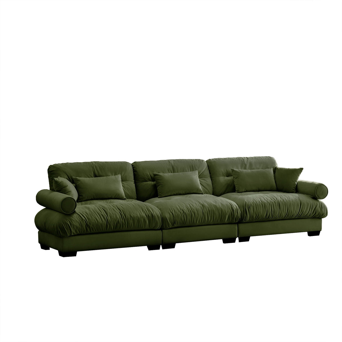 Modern Sofa with Bolstered Armrests & Pillows
