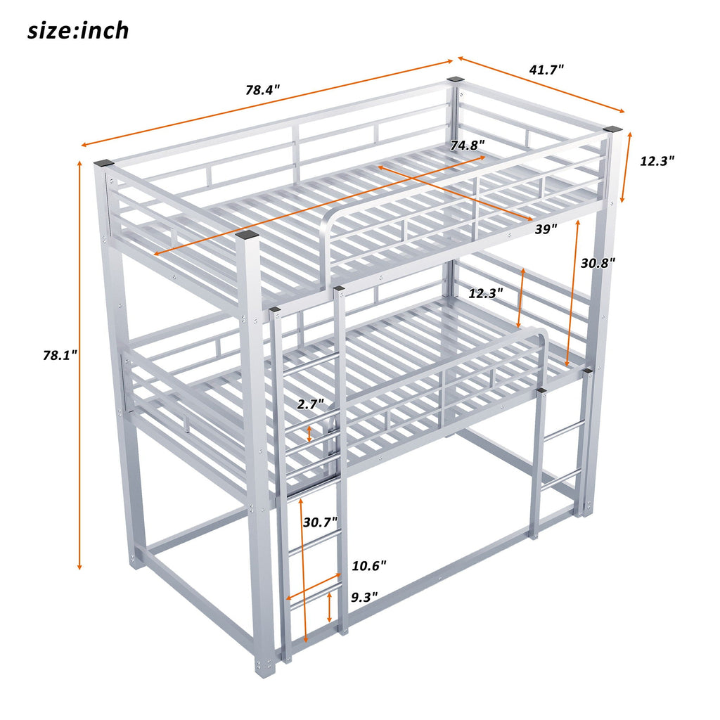 Triple Bunk Bed with Sturdy Construction & Space Saving Design