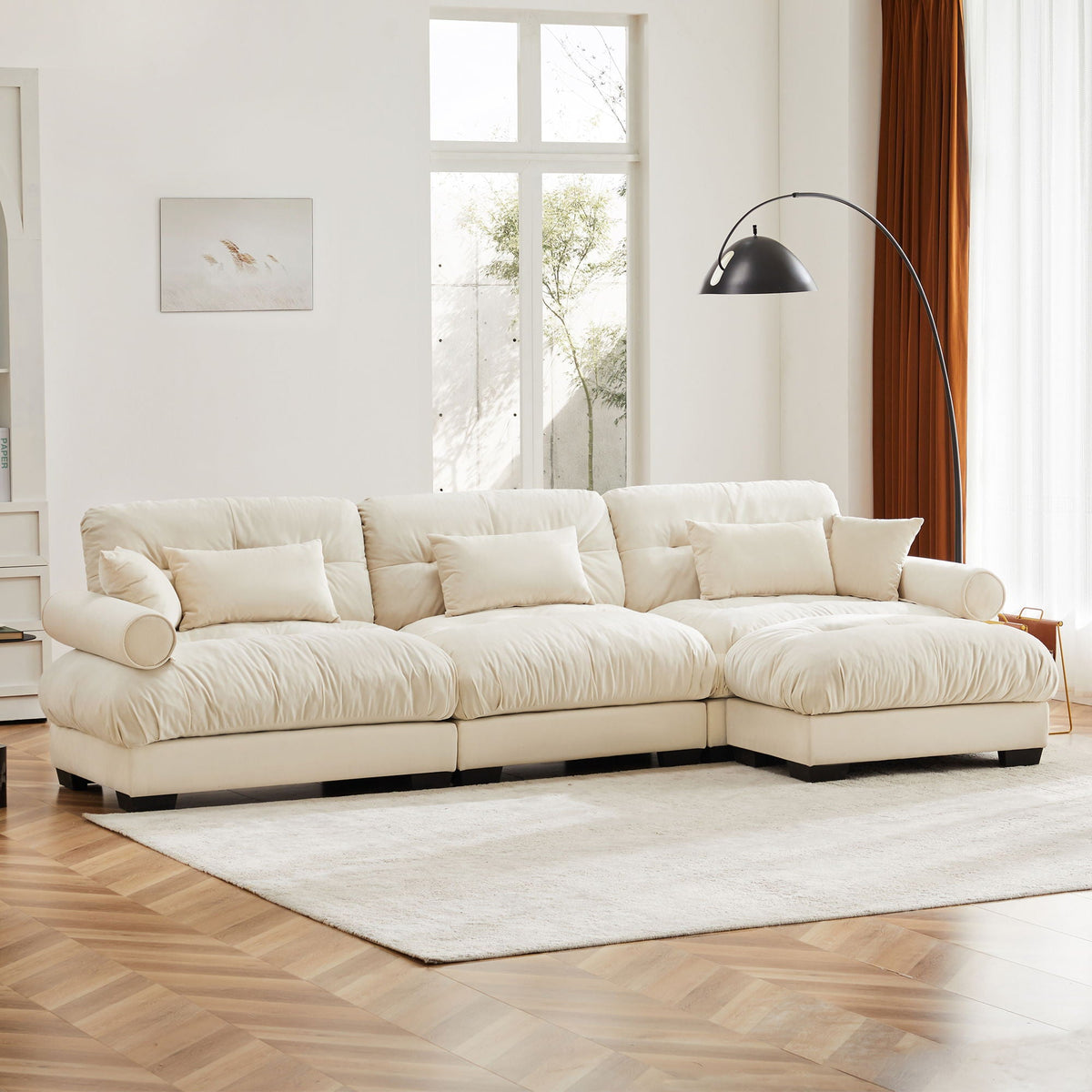 Super Comfort Oversized Modular Sectional Sofa with Movable Ottoman