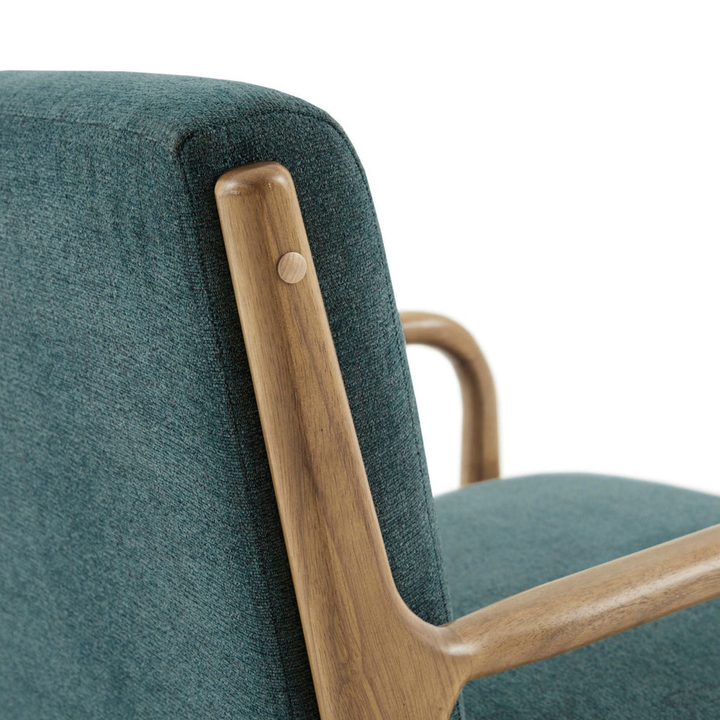 Mid-Century Style Lounge Chair with Upholstered Seat