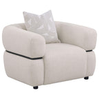 Jeanette 3-piece Fabric Upholstered Round Arm Sofa Set Beige