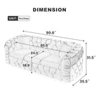 Button Tufted Couch with 2 Pillows, 3-Seater Luxury Chesterfield Sofa