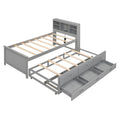 Platform Bed with Storage Headboard, USB, Trundle & 3 – Drawer