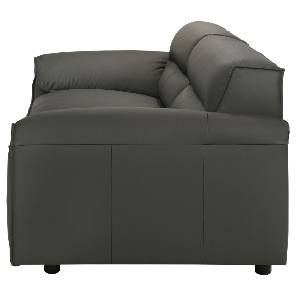 Buxton Top Grain Leather Upholstered Sofa Graphite