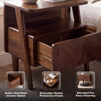 Rum Handcrafted Solid Wood Nightstand