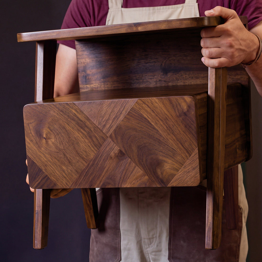 Rum Handcrafted Solid Wood Nightstand