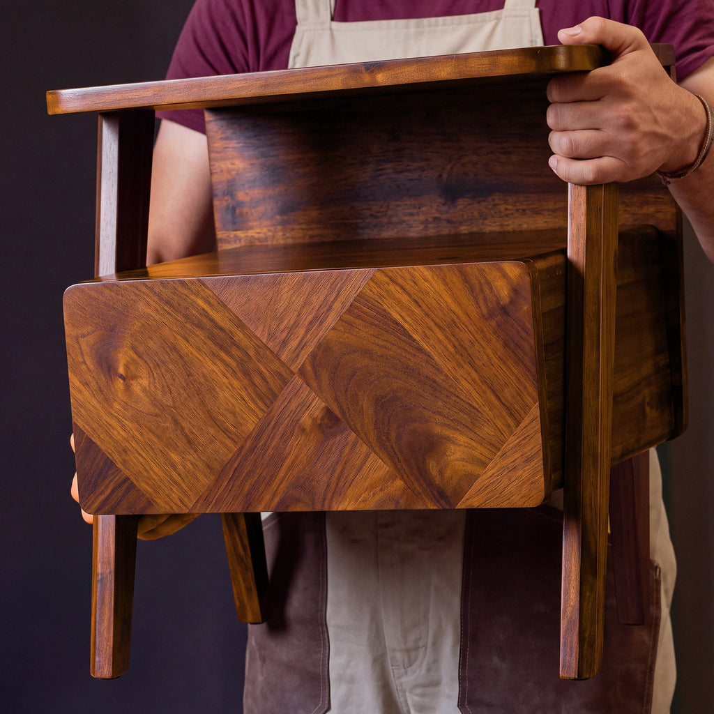 Rum Handcrafted Solid Wood Nightstand