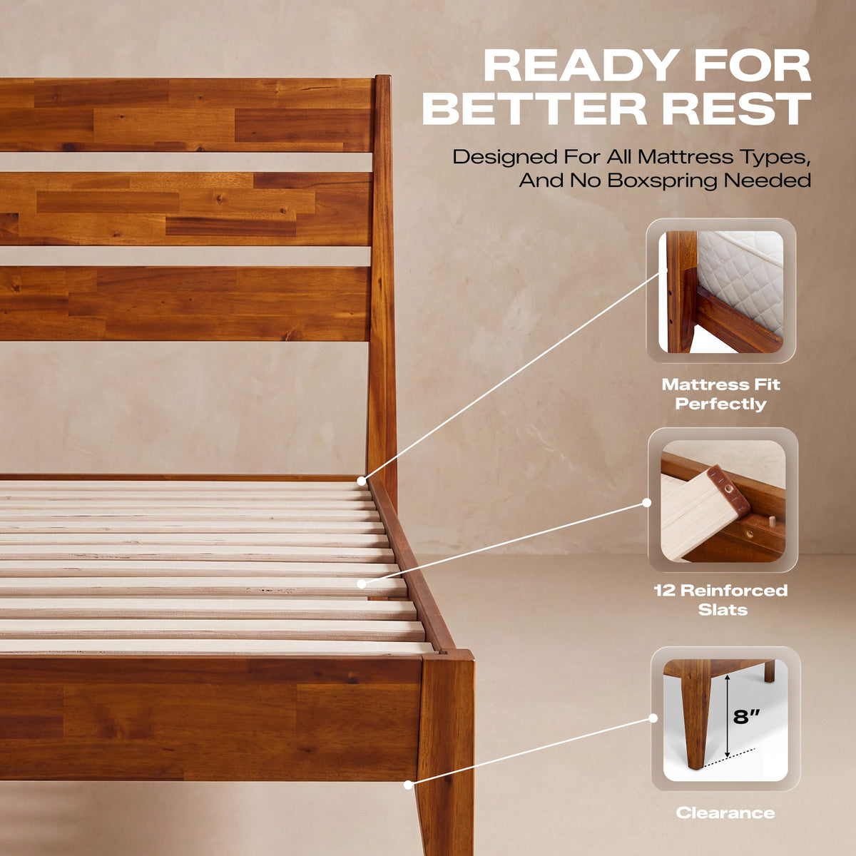 Emery Solid Wood Bed Frame