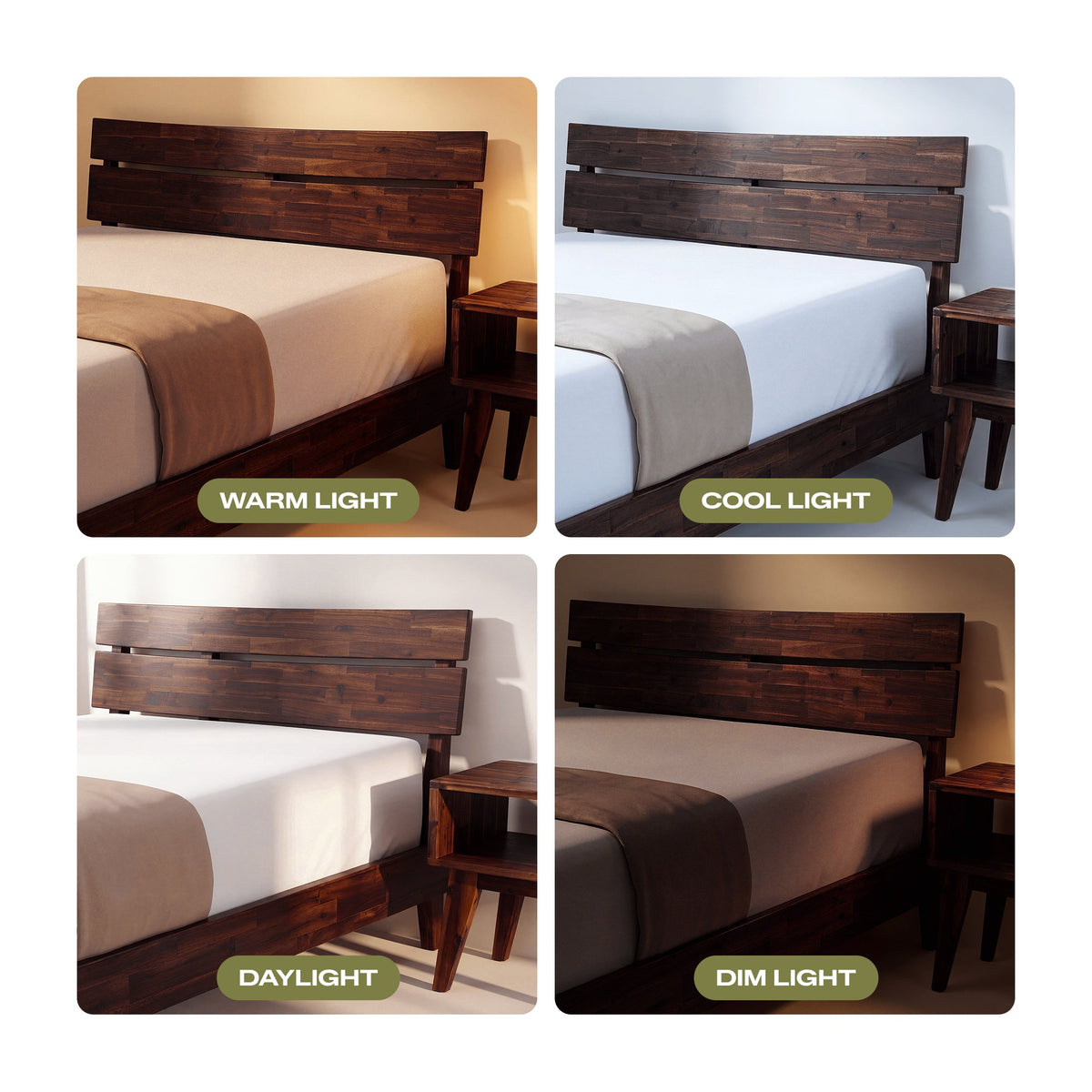 Aurora Solid Wood Bed Frame
