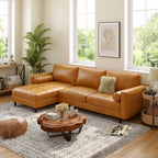 3-Seat L-Shaped Sectional Sofa Couch for Living Room – Brown