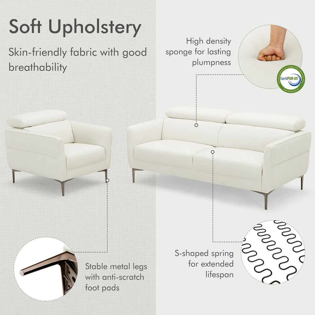 Modern Sofa Set with Adjustable Headrest