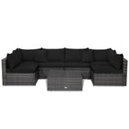 7-Piece Patio Rattan Furniture Set Sectional Sofa Garden Cushion