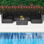 7-Piece Patio Rattan Furniture Set Sectional Sofa Garden Cushion