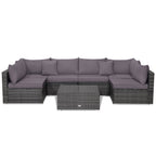 7-Piece Patio Rattan Furniture Set Sectional Sofa Garden Cushion