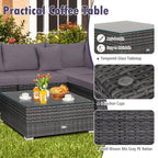 7-Piece Patio Rattan Furniture Set Sectional Sofa Garden Cushion