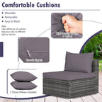 7-Piece Patio Rattan Furniture Set Sectional Sofa Garden Cushion