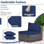 7-Piece Patio Rattan Furniture Set Sectional Sofa Garden Cushion