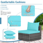 7-Piece Patio Rattan Furniture Set Sectional Sofa Garden Cushion