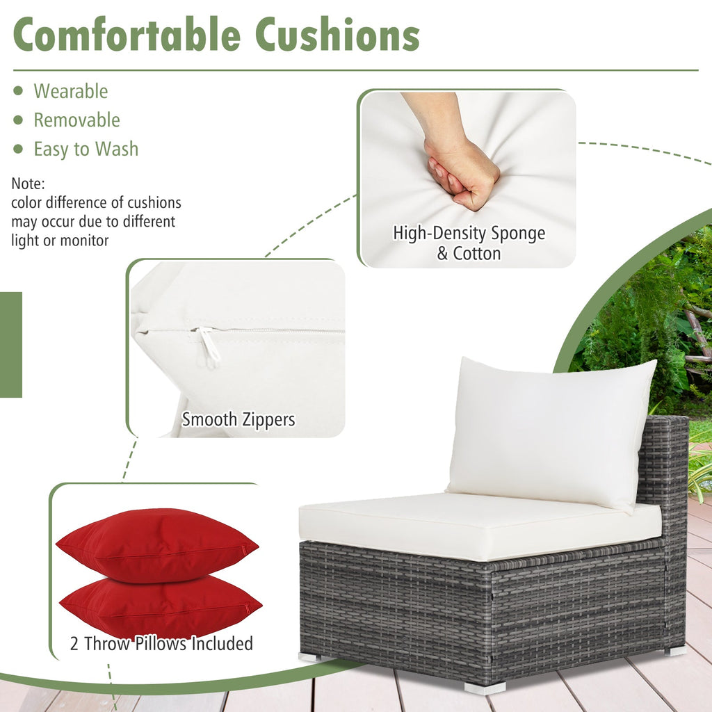 7-Piece Patio Rattan Furniture Set Sectional Sofa Garden Cushion